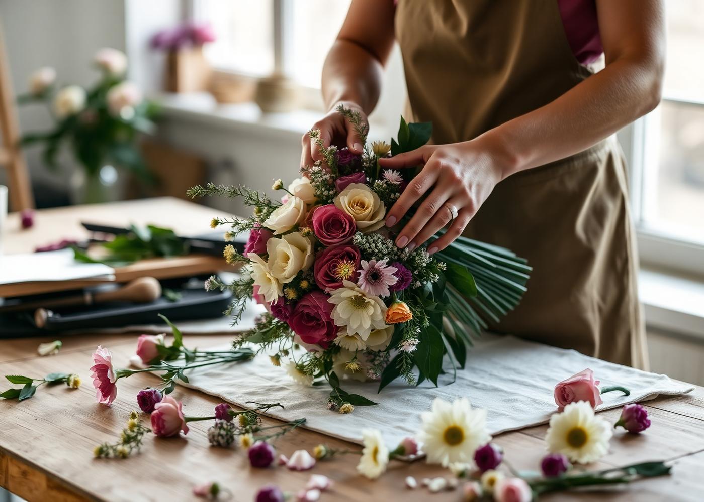 Luna Flora atelier florist arranging a bouquet
